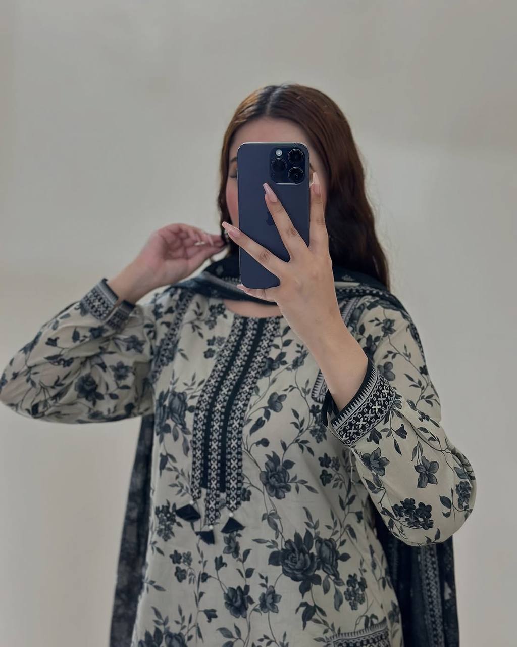 Off White Designer Natural Crepe Digital Print Plazzo Top and Dupatta