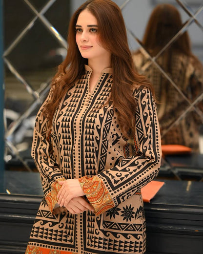 Off White Designer Natural Crepe Printed Plazzo and Top For Party Wear