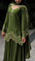 Olive Green Designer Georgette Sharara Suit and Dupatta For Party Wear