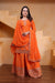 Orange Designer Chinon Silk Embroidery Sharara Suit Set and Dupatta