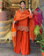 Orange Designer Faux Georgette Embroidery Palazzo Top and Dupatta