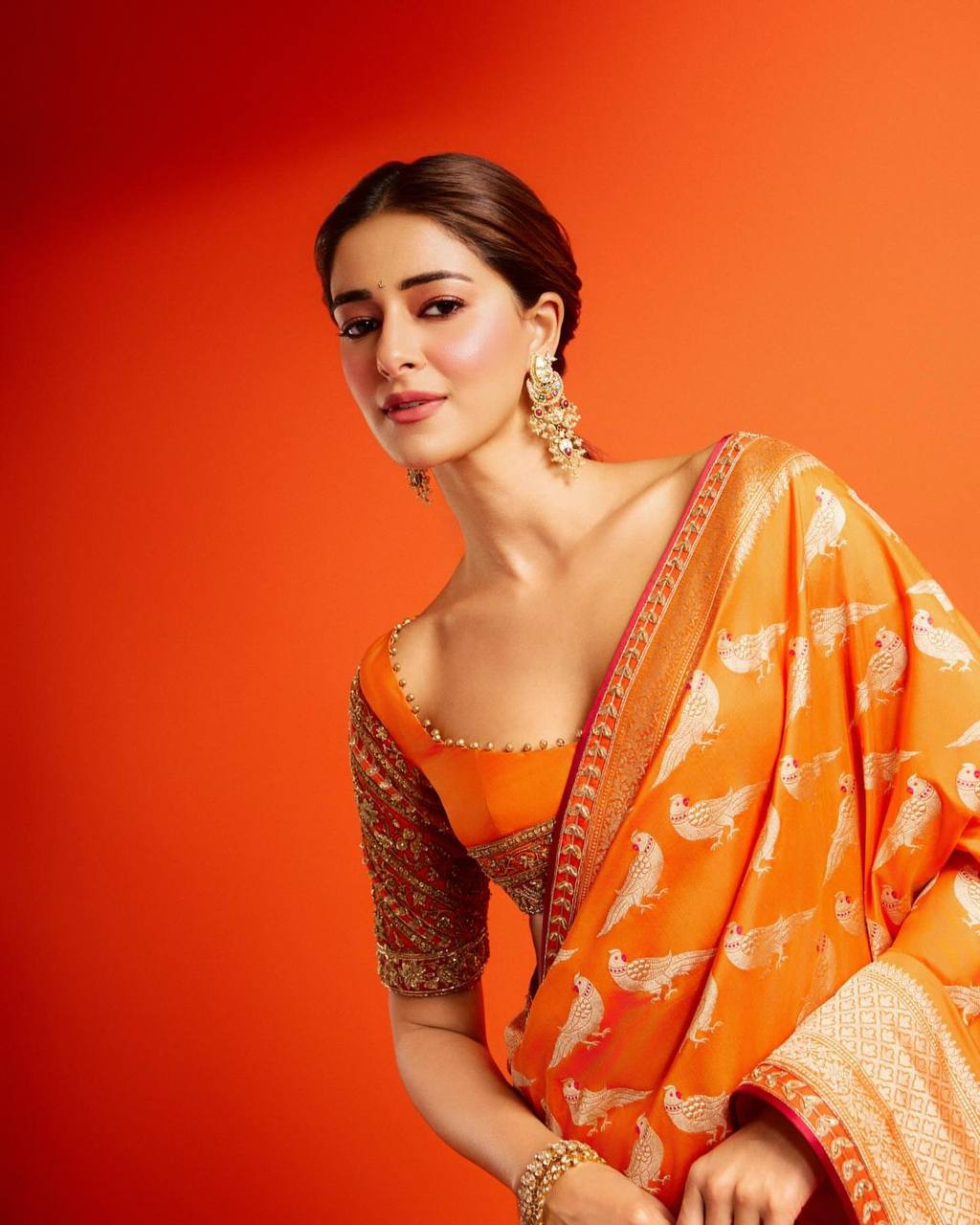 Orange Designer Soft Silk Weaving Saree and Valmoti Border Blouse