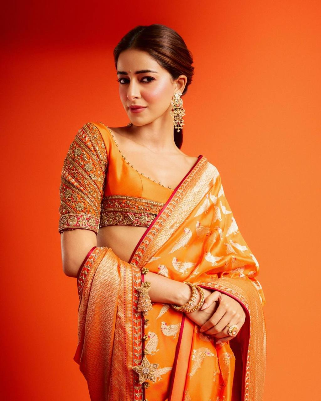 Orange Designer Soft Silk Weaving Saree and Valmoti Border Blouse