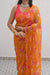 Orange Digital Georgette Pink Floral Flowers Printed Saree