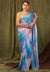 Pastel Blue Pure Khadi Organza Saree with Golden Banglori Blouse
