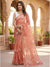 Peach Georgette Digital Print Saree with Moti Lace Border & Blouse