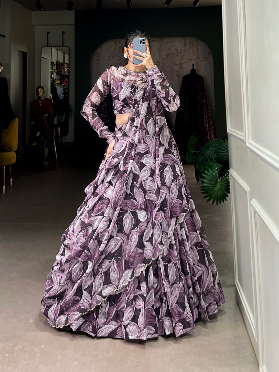 Tabby Silk Lehenga, Hotfix Work Lehenga, Printed Lehenga Choli, Tabby Silk Dupatta, Unstitched Blouse Set, Festive Lehenga Choli, 5.5 Meter Flair Lehenga, Canvas Lehenga, Stitched Indian Lehenga, Ethnic Wear 2025, Lightweight Lehenga, Designer Lehenga Choli, Tabby Silk Wedding Wear