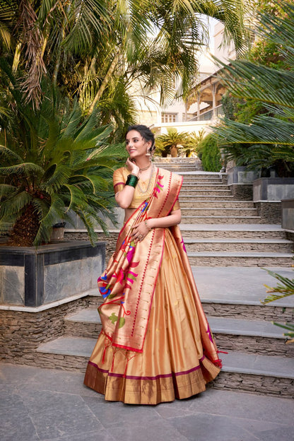 Chiku Premium Paithani Lehenga Choli with Zari Weaving Work