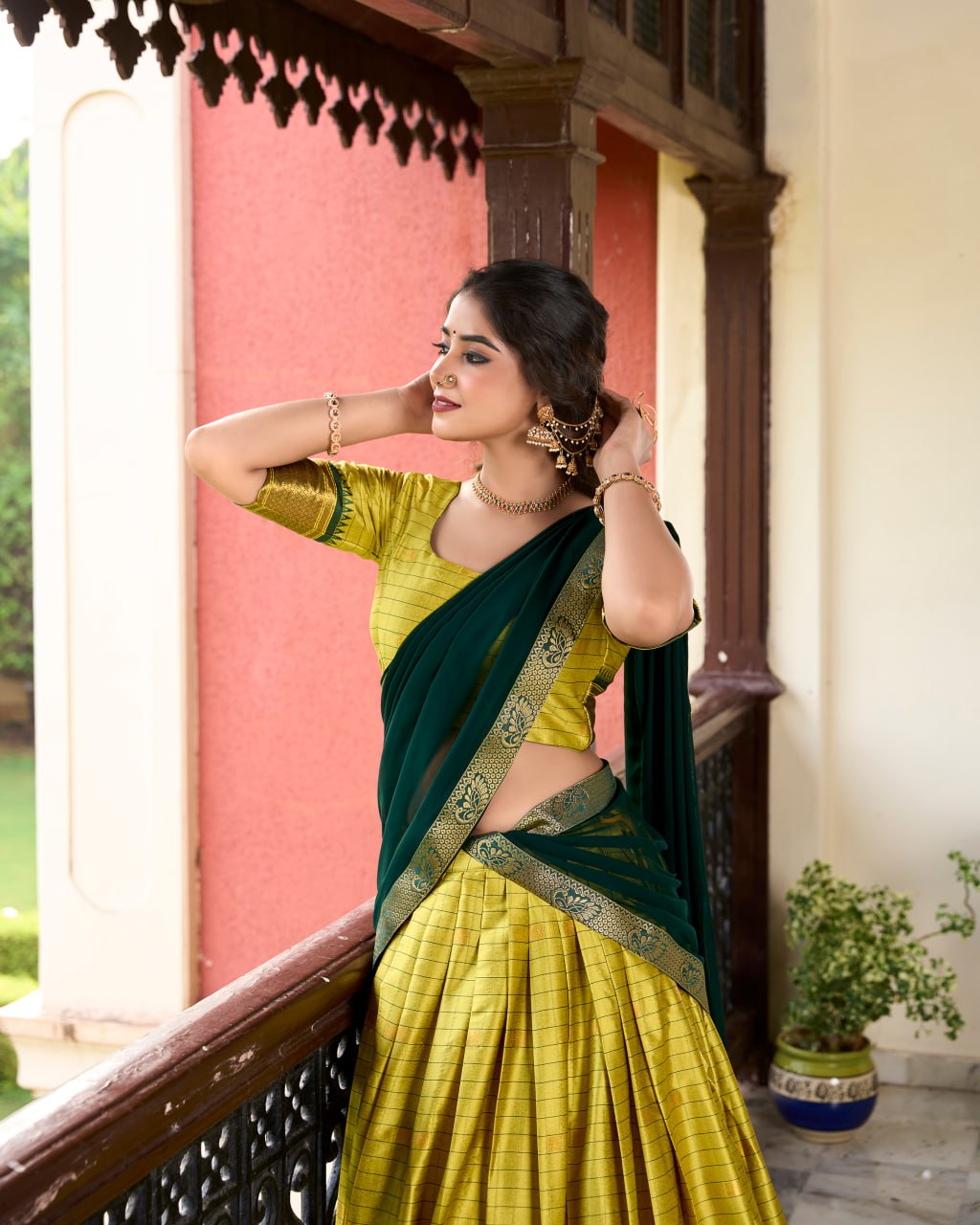 Green Cotton Silk Paithani Bridesmaid Lehenga Choli with Dupatta