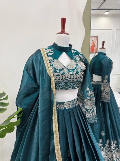 Jimi Choo Lehenga, Thread Work Lehenga, Full Stitch Lehenga, Lehenga with Cancan, Lace Border Dupatta, Unstitched Blouse, Micro Inner Lehenga, Wedding Wear Lehenga, Festive Wear Lehenga, Indian Ethnic Wear, Designer Lehenga Set, 3 Meter Flair Lehenga, Lightweight Lehenga Choli
