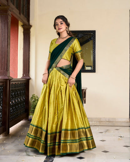 Green Cotton Silk Paithani Bridesmaid Lehenga Choli with Dupatta