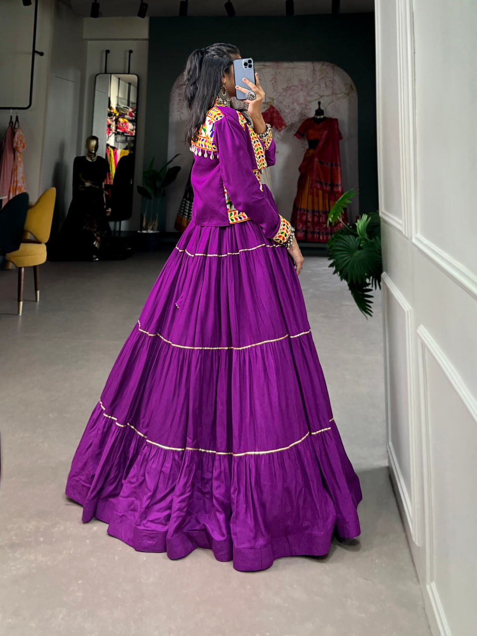 Navratri Lehenga Choli with Koti, Pure Rayon Lehenga Set, Gamthi Work Festival Wear Outfit, Gota Patti Lehenga for Navratri, Designer Navratri Chaniya Choli 2025, Stitched Lehenga Choli with Jacket, Traditional Indian Lehenga Outfit, Cowrie Lace Work Lehenga Choli, Women’s Navratri Garba Dress, Rayon Lehenga Choli with Gamthi Embroidery