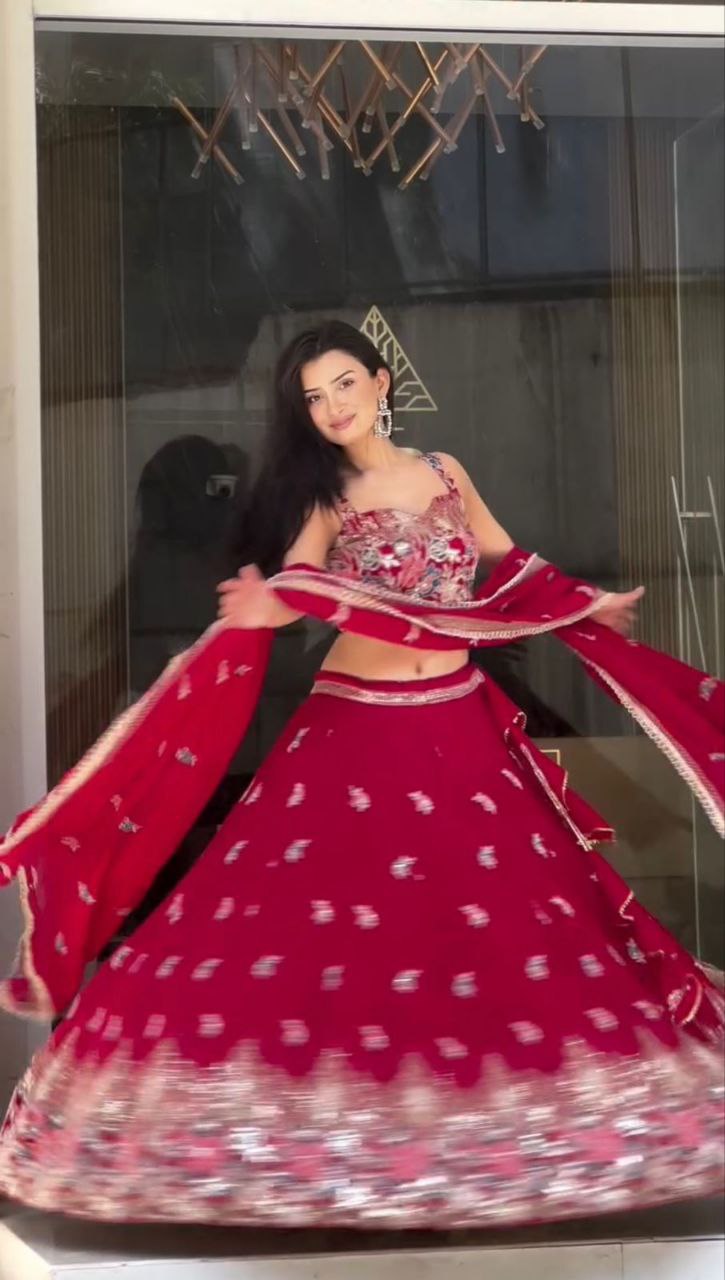 Georgette Lehenga, Sequin Thread Lehenga, Coding Dori Work Choli, Full Stitch Lehenga, Lehenga with Cancan, Micro Inner Lehenga, Party Wear Lehenga, Indian Ethnic Wear, Wedding Lehenga, Dupatta with Lace Border, 3 Meter Flare Lehenga, Designer Lehenga Set, Unstitched Choli