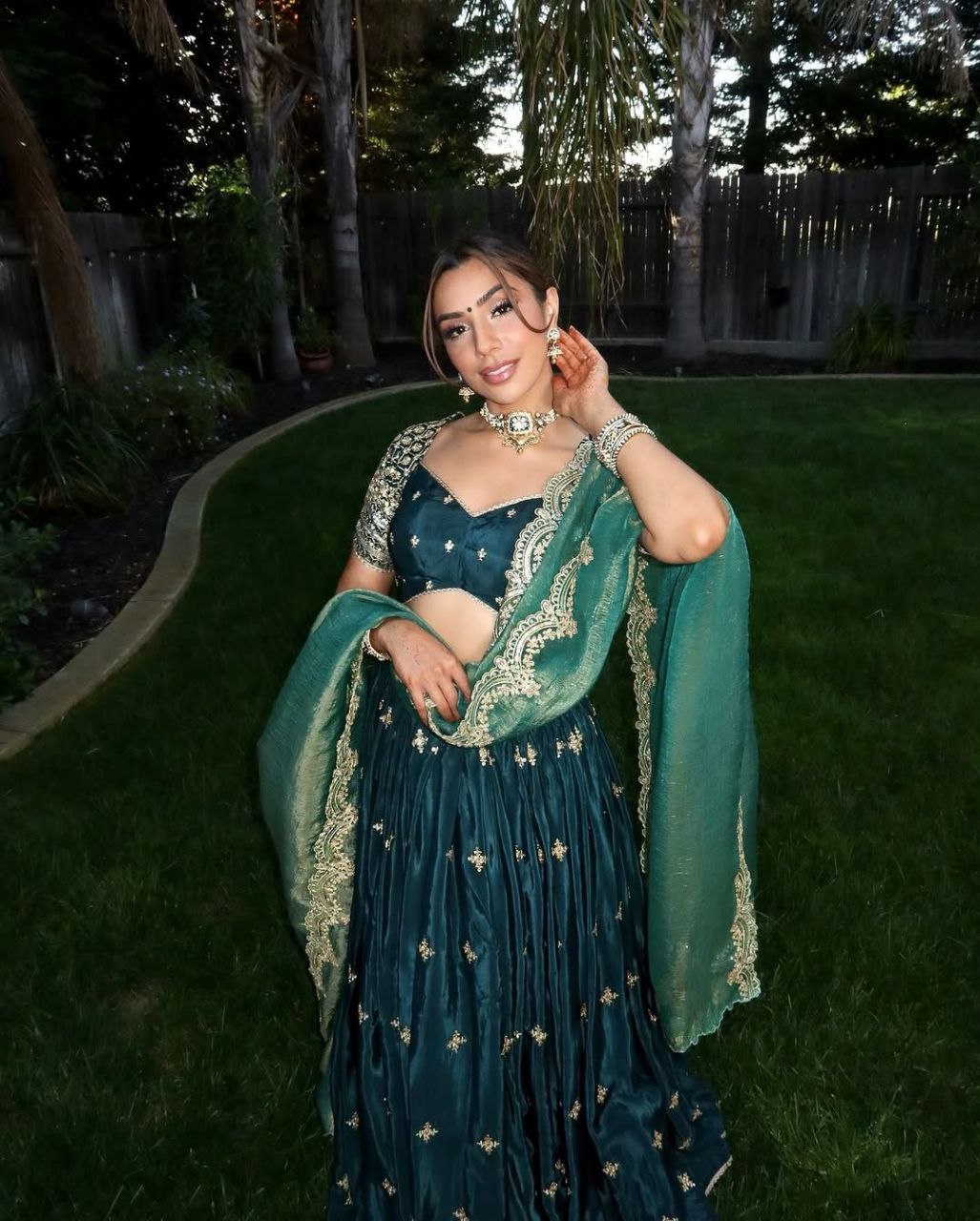Japan Satin Lehenga, Sequin Lehenga Choli, Thread Work Lehenga, Cutwork Dupatta, Fendi Silk Dupatta, 3.5 Meter Flair Lehenga, Full Stitch Lehenga, Side Zip Lehenga, Unstitched Blouse, Lightweight Lehenga Choli, Wedding Wear, Festive Ethnic Outfit, Designer Lehenga Set, Traditional Indian Wear