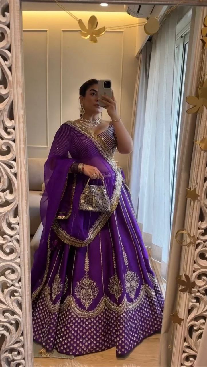 Chinon Silk Lehenga, Sequin Lehenga Choli, Thread Work Lehenga, Full Stitch Lehenga, Lace Border Dupatta, Side Zip Lehenga, 3 Meter Flair Lehenga, Unstitched Blouse, Wedding Wear Lehenga, Festive Ethnic Wear, Lightweight Lehenga Choli, Designer Lehenga Set, Traditional Indian Outfit