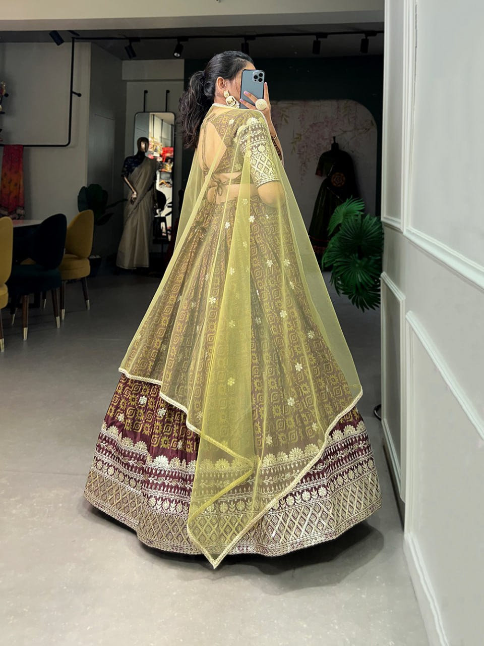 Bridesmaid Lehenga 2025, Chinon Embroidered Lehenga, Digital Print Lehenga, Sequin Work Lehenga, Chinon Blouse Fabric, Unstitched Blouse, Net Dupatta with Lace, Canvas Flair Lehenga, 3.5 Meter Flare Lehenga, Stitched Lehenga Choli, Wedding Guest Outfit, Festive Indian Wear, Elegant Bridesmaid Outfit
