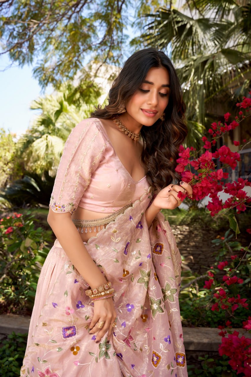 Designer Pink Bridesmaid Party Wear Lehenga Choli