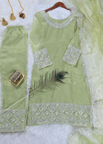 Designer Organza Sequin-Embroidered Suit Set | Premium Party-Wear Salwar Kameez Drape Dress