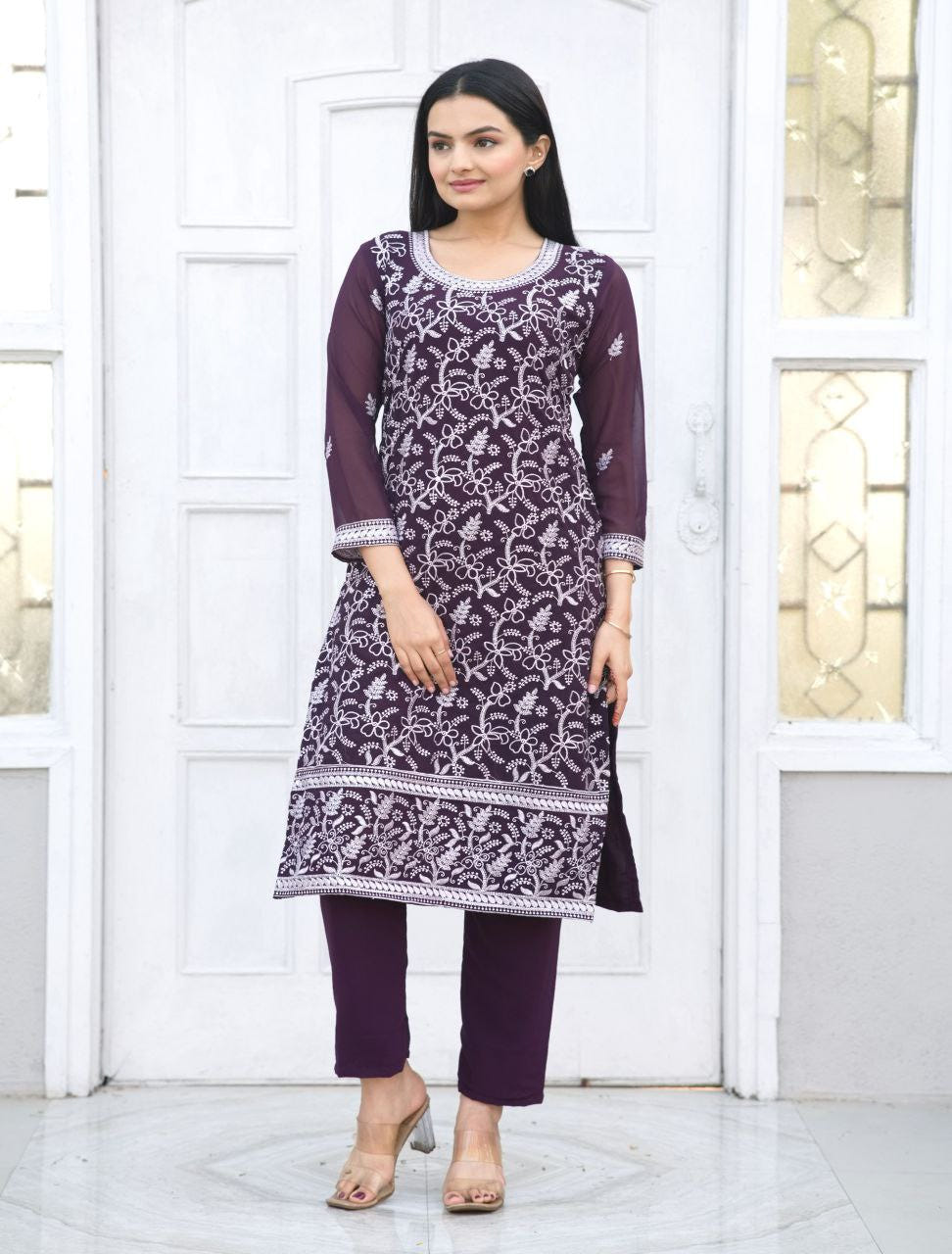 Designer Fox Georgette Heavy Embroidered Suit | Premium Party-Wear Salwar Kameez Drape Dress