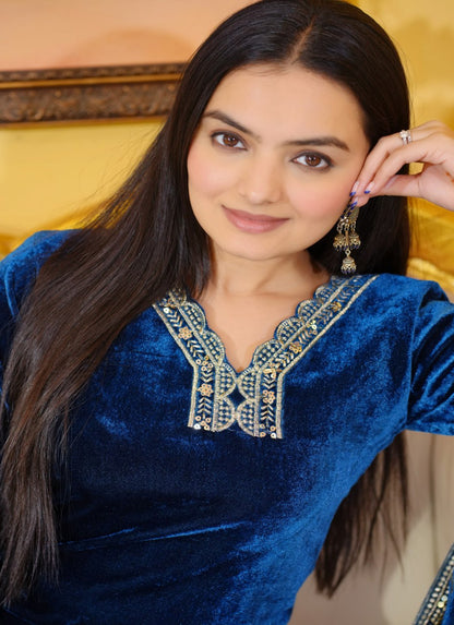 Fox Georgette Embroidered Stone-Work Suit | Designer Party Wear Drape Dress