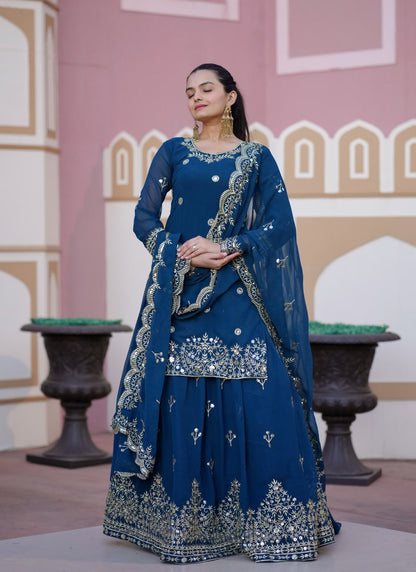 Designer Chinon Sequin-Embroidered Suit Set | Elegant Party Salwar Kameez Drape Dress
