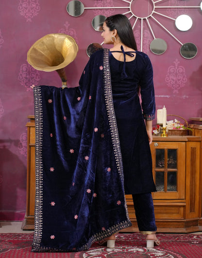Luxury Velvet Sequin-Embroidered Suit | Premium Party Wear Drape Dress
