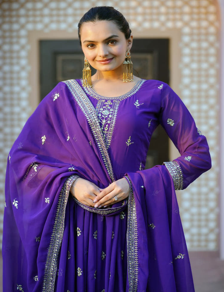 Designer Sequin-Embroidered Gown | Glamorous Evening Dress Drape Dress