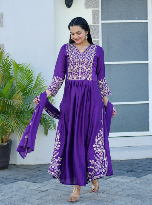 Chinon Sequin-Embroidered Gown | Stylish Party Dress Drape Dress