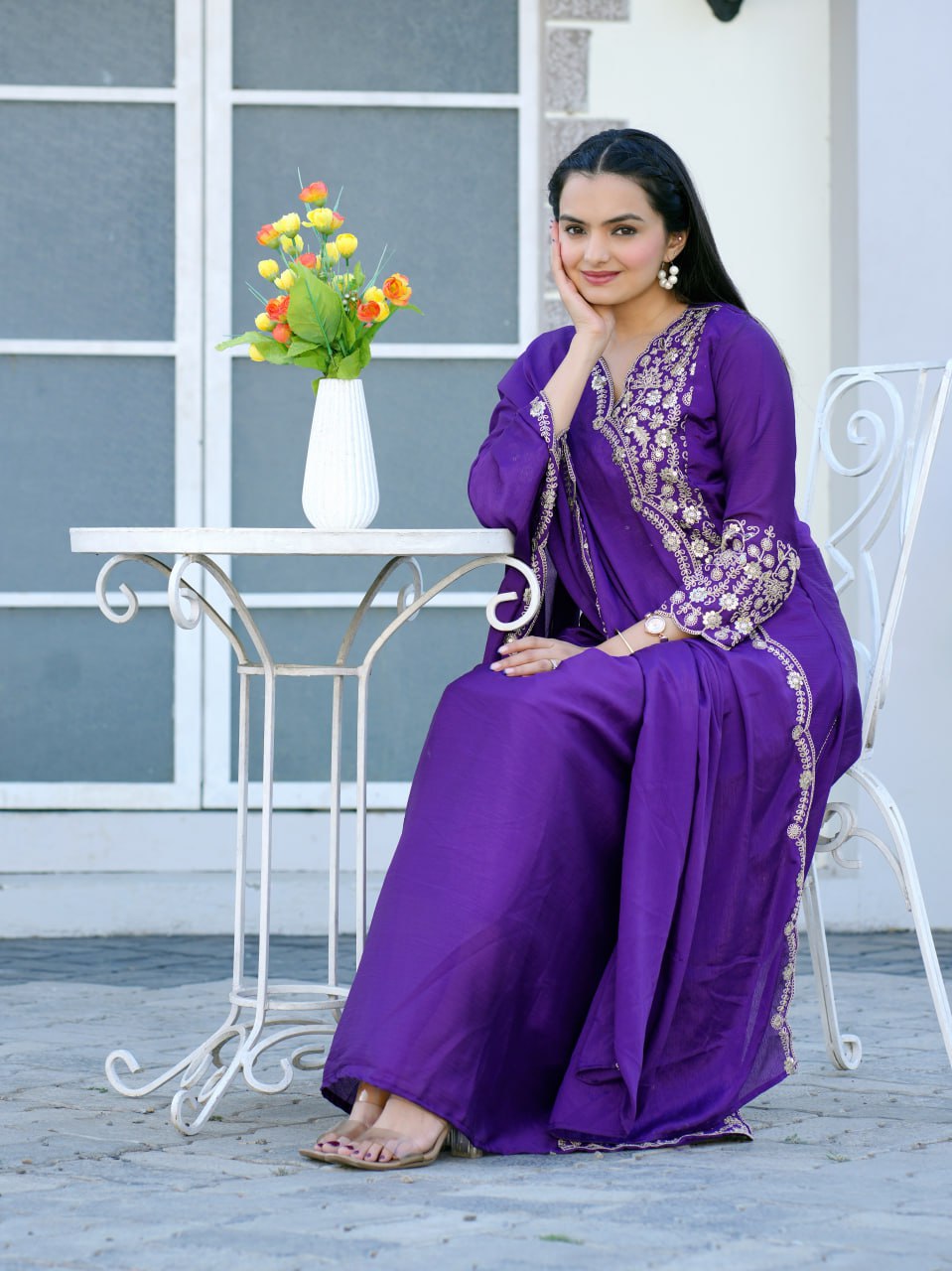 Chinon Sequin-Embroidered Gown | Stylish Party Dress Drape Dress