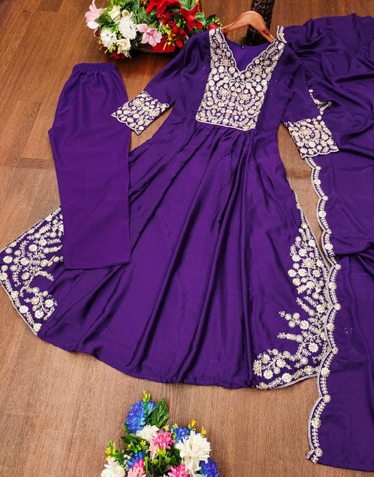 Chinon Sequin-Embroidered Gown | Stylish Party Dress Drape Dress