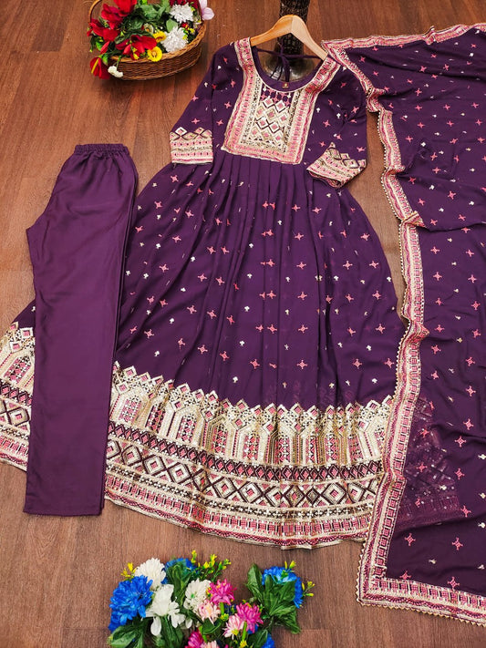 Designer Fox Georgette Gown with Sequin Embroidery | Party & Festive Wear Drape Dress