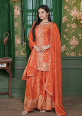 Chinon Sequin-Embroidered Sharara Suit | Designer Festive Wear Drape Dress