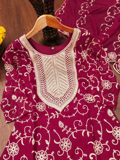 Designer Georgette Sharara Suit with Beautiful Embroidered Work
