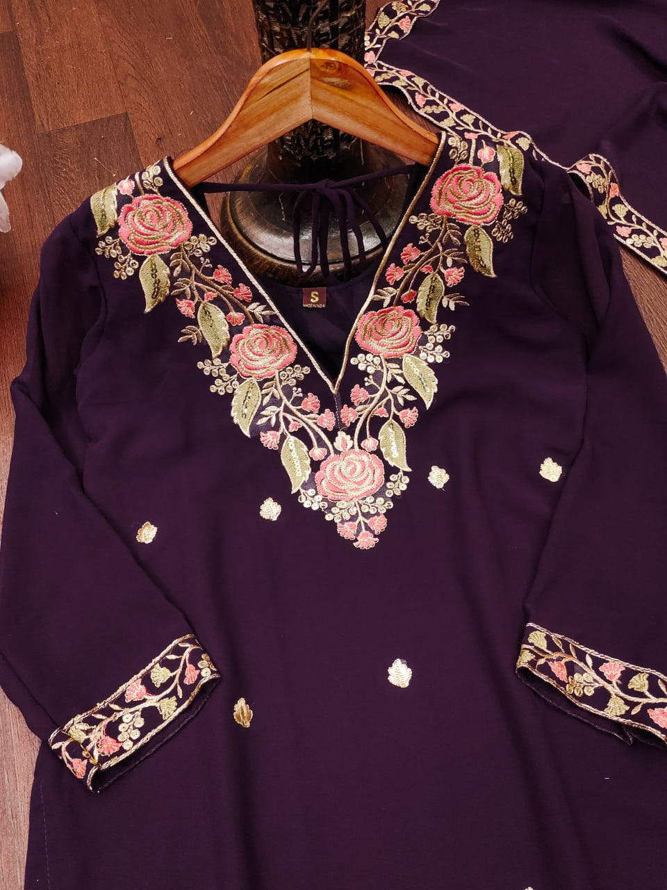 Georgette Resham Thread & Sequin Kurta with Trouser & Dupatta