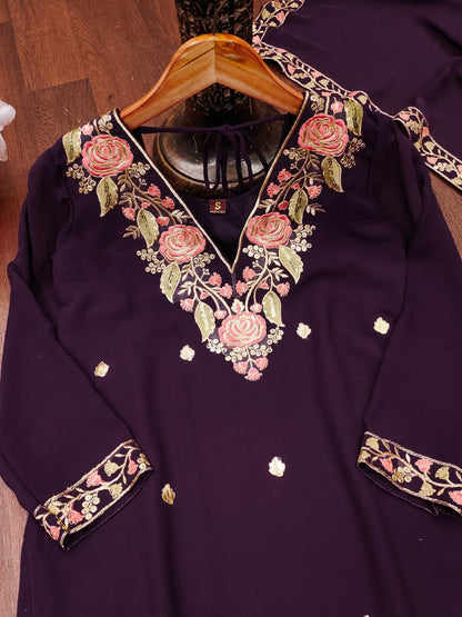 Georgette Resham Thread & Sequin Kurta with Trouser & Dupatta