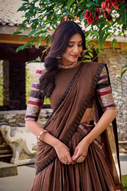 Pure Chaderi Lehenga Choli With Plain And Zari Weaving Work | Ready To Wear