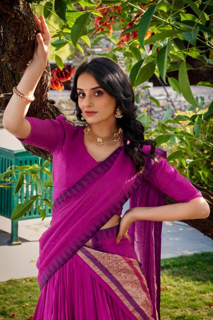 Pure Chaderi Lehenga Choli With Plain And Zari Weaving Work | Ready To Wear