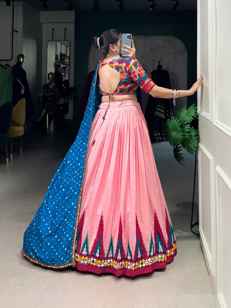 DOLA SILK PRINTED WITH FOIL WORK GAMTHI LACE LEHNGA CHOLI