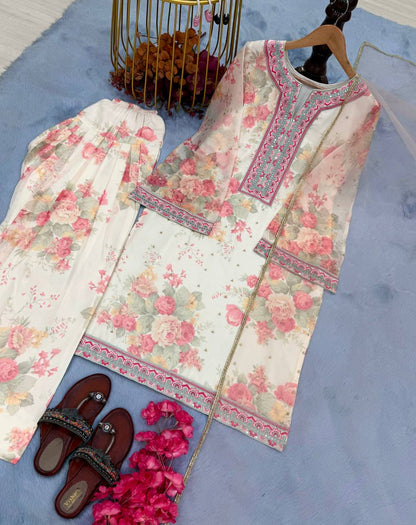 Soft Pastel Floral Printed Lawn Co-Ord Set