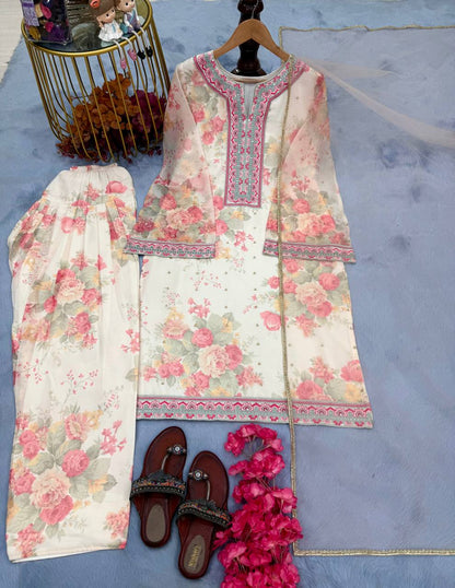 Soft Pastel Floral Printed Lawn Co-Ord Set