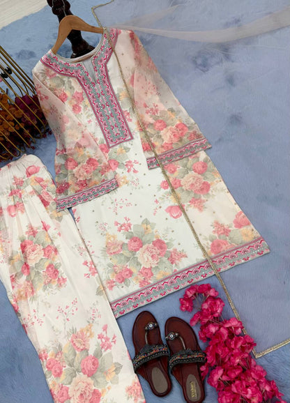 Soft Pastel Floral Printed Lawn Co-Ord Set