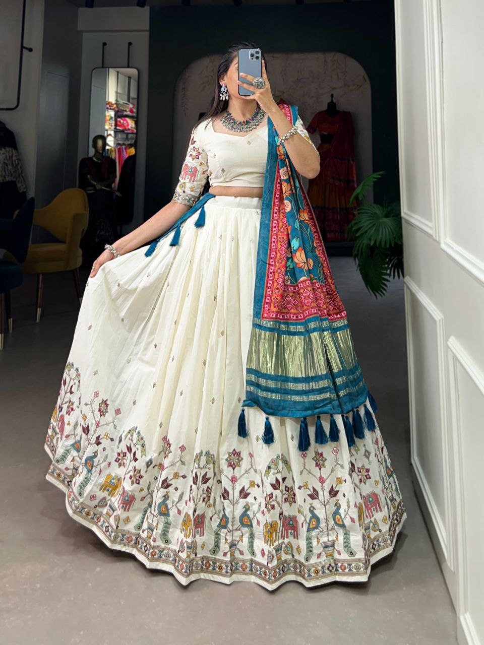 Beautiful Khadi Cotton Wedding Wear Lehenga Choli