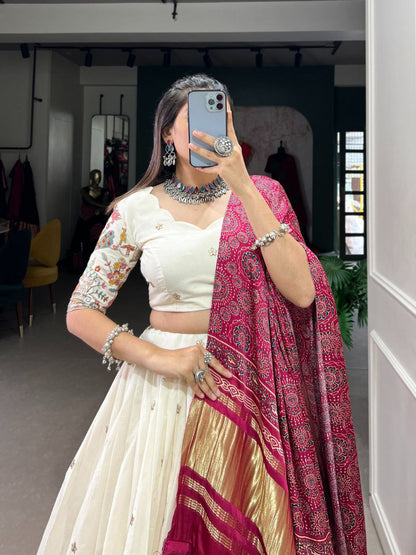 Beautiful Khadi Cotton Wedding Wear Lehenga Choli