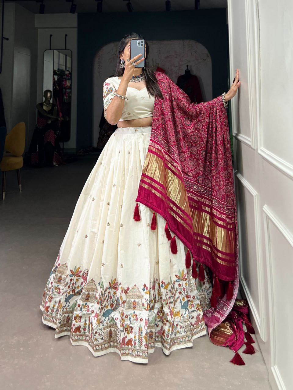 Beautiful Khadi Cotton Wedding Wear Lehenga Choli