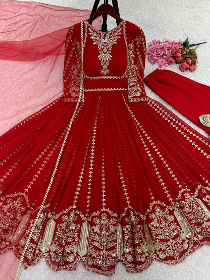 Anarkali Gown with Intricate Gold Embroidery