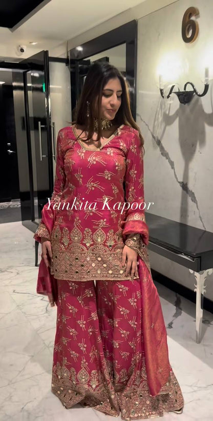 Royal Zari Mirror Embroidered Sharara Suit Set
