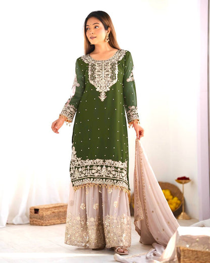 Crimson Royal Zari Embroidered Sharara Set - Drapes Dress