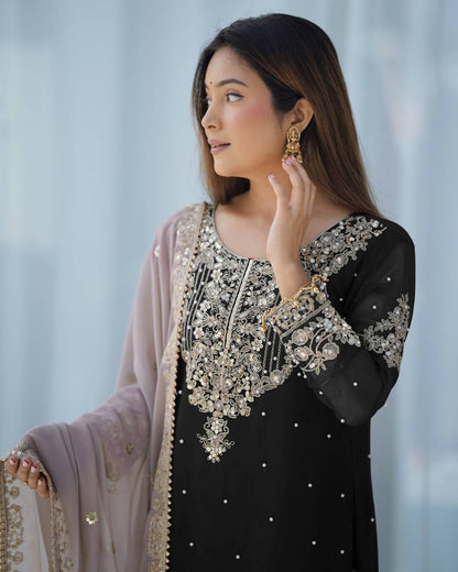 Crimson Royal Zari Embroidered Sharara Set - Drapes Dress