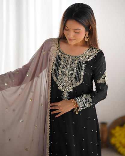 Crimson Royal Zari Embroidered Sharara Set - Drapes Dress