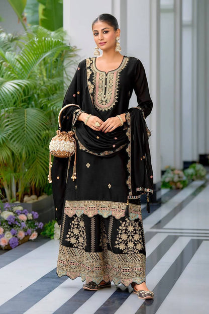 Multicolor Embroidered Sharara Set - Drapes Dress